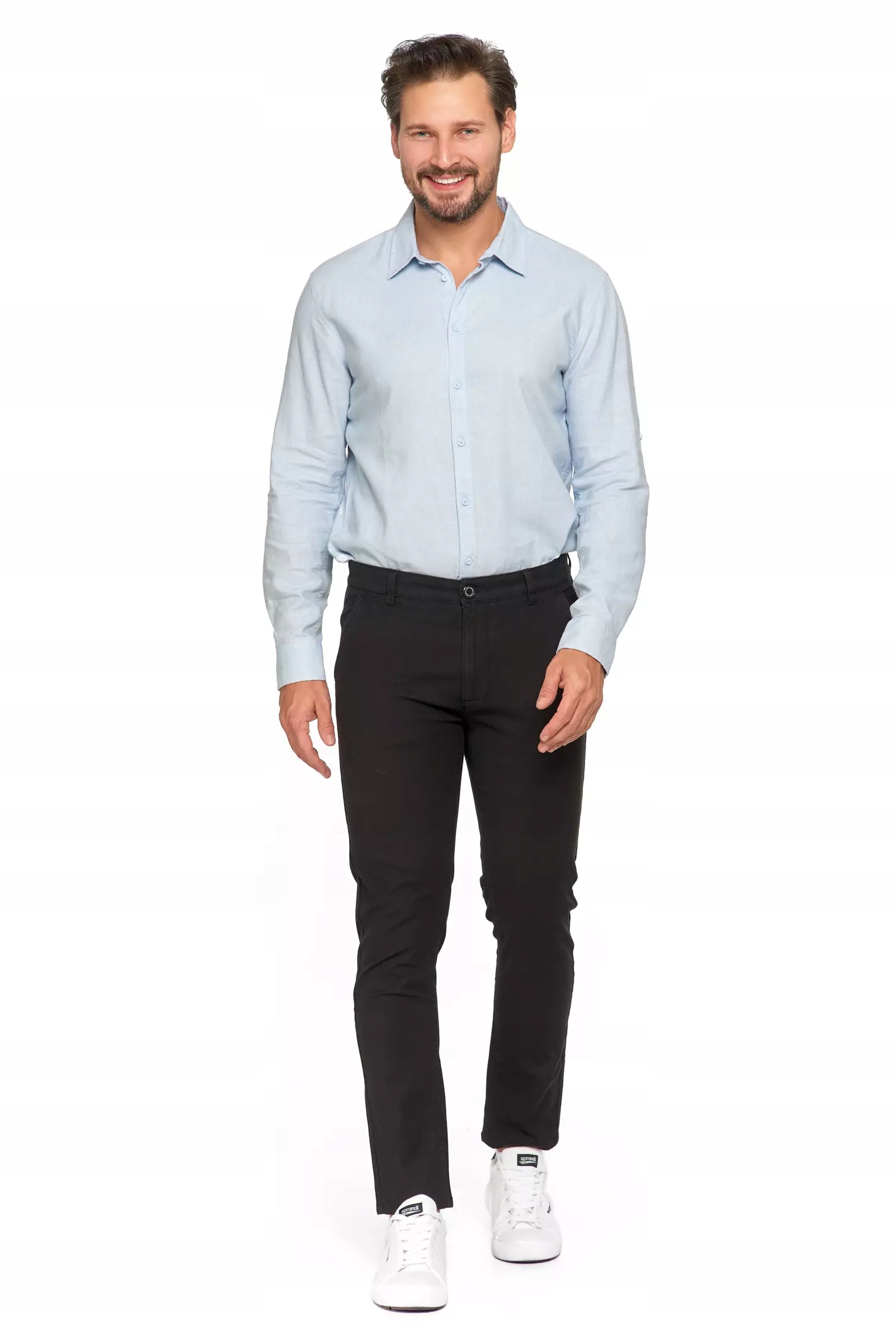 SPODNIE MĘSKIE Eleganckie Czarne Chinosy Nogawka Prosta Modne MORAJ r. 32