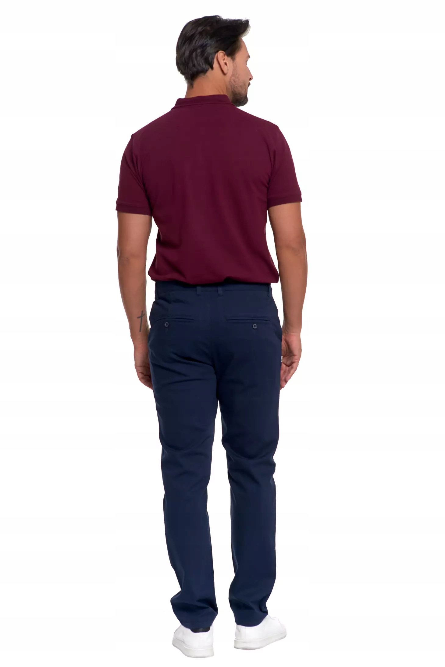 SPODNIE MĘSKIE Eleganckie Granatowe Chinosy Nogawka Prosta Modne MORAJ r.30