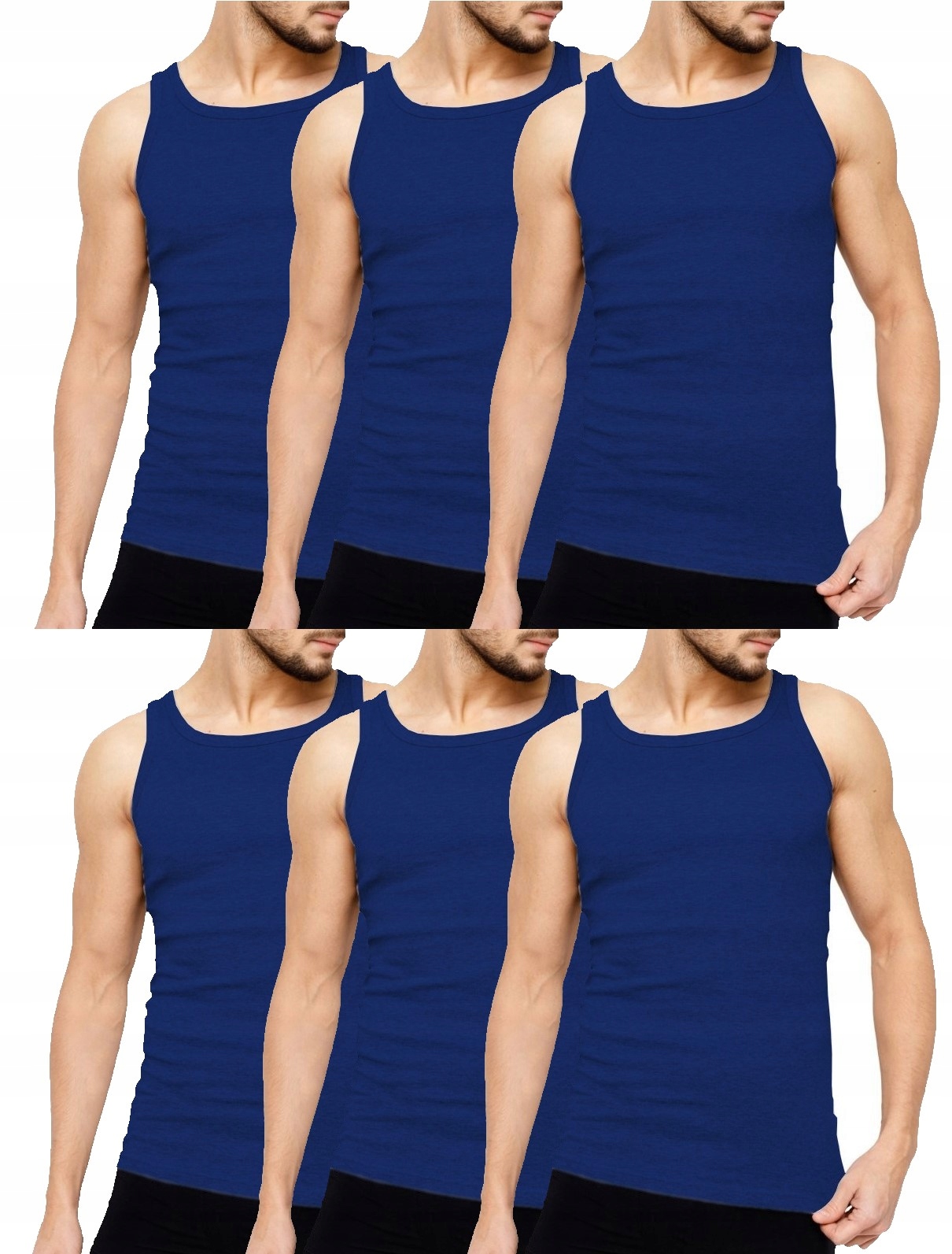 PODKOSZULKA KOSZULKA MĘSKA 100% BAWEŁNA GŁADKA OKRĄGŁY ZESTAW 6-SZT - XL