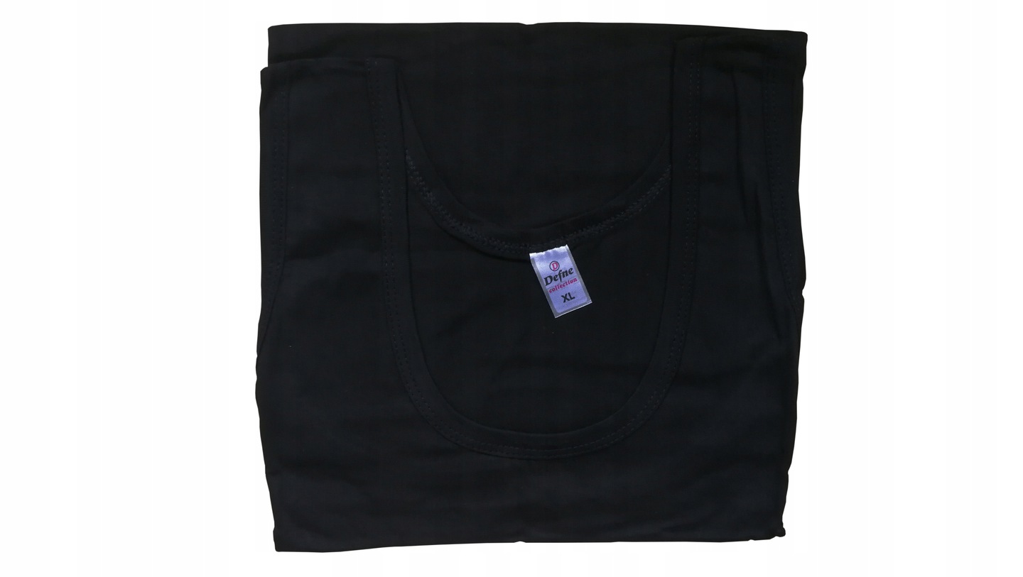 PODKOSZULKA KOSZULKA MĘSKA 100% BAWEŁNA GŁADKA CZARNA OKRĄGŁY - 4XL