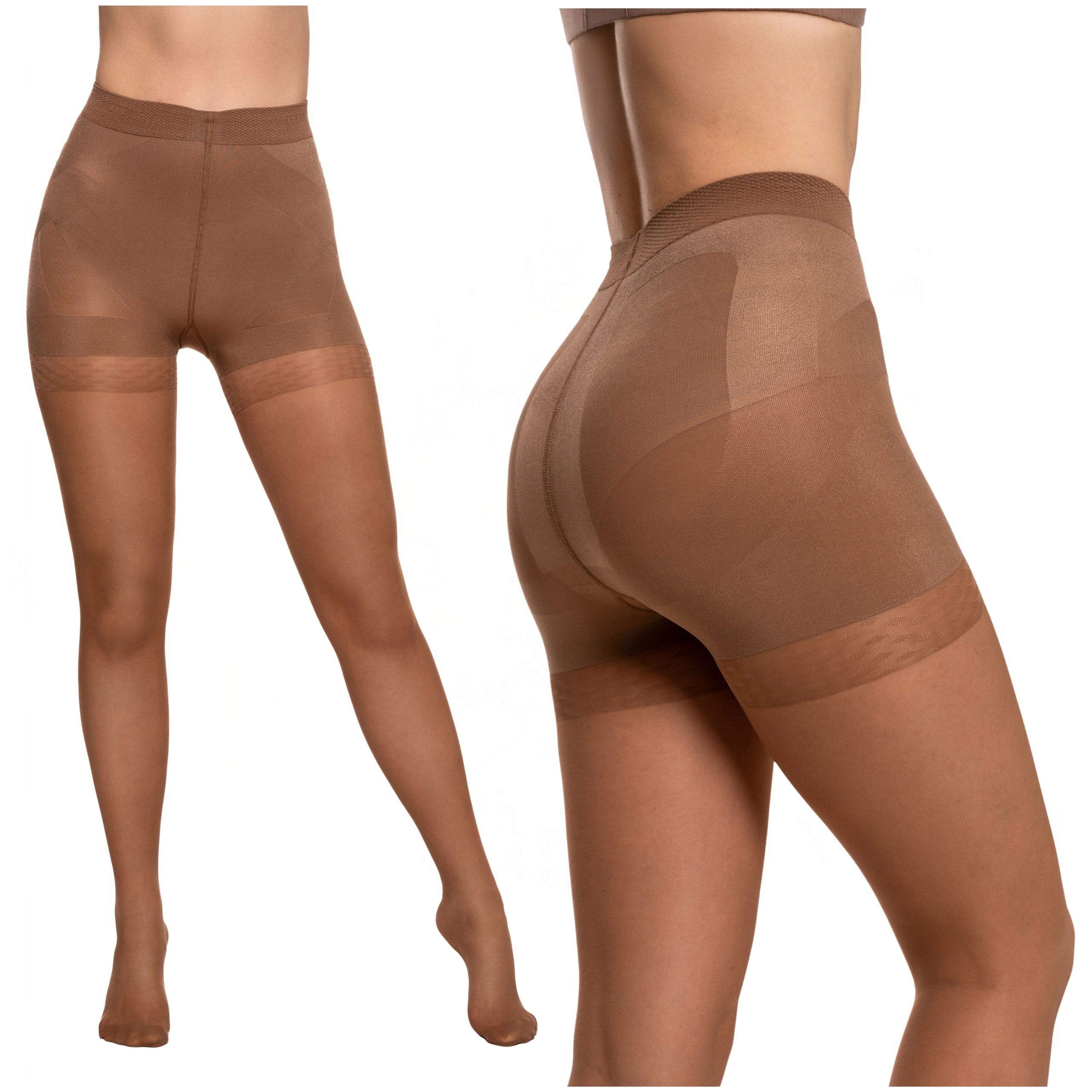 MODELUJĄCE RAJSTOPY DAMSKIE 20 DEN efekt push-up Beżowe Gładkie MORAJ r.5