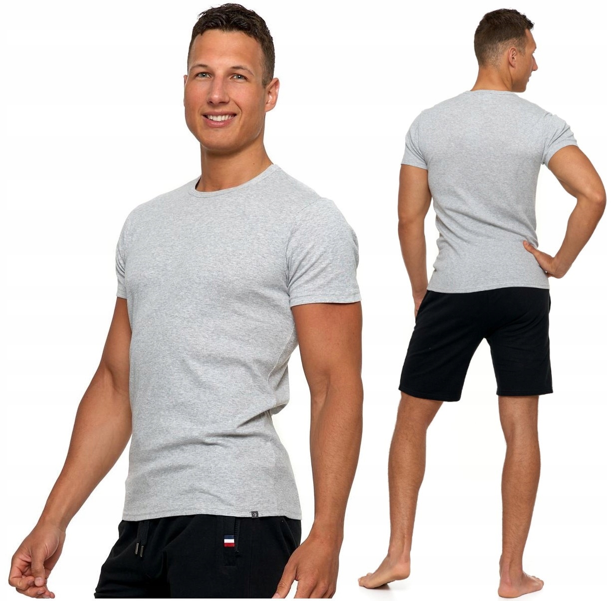 PODKOSZULKA KOSZULKA MĘSKA GŁADKA 100 % BAWEŁNA KLASYCZNA SZARA MORAJ - M