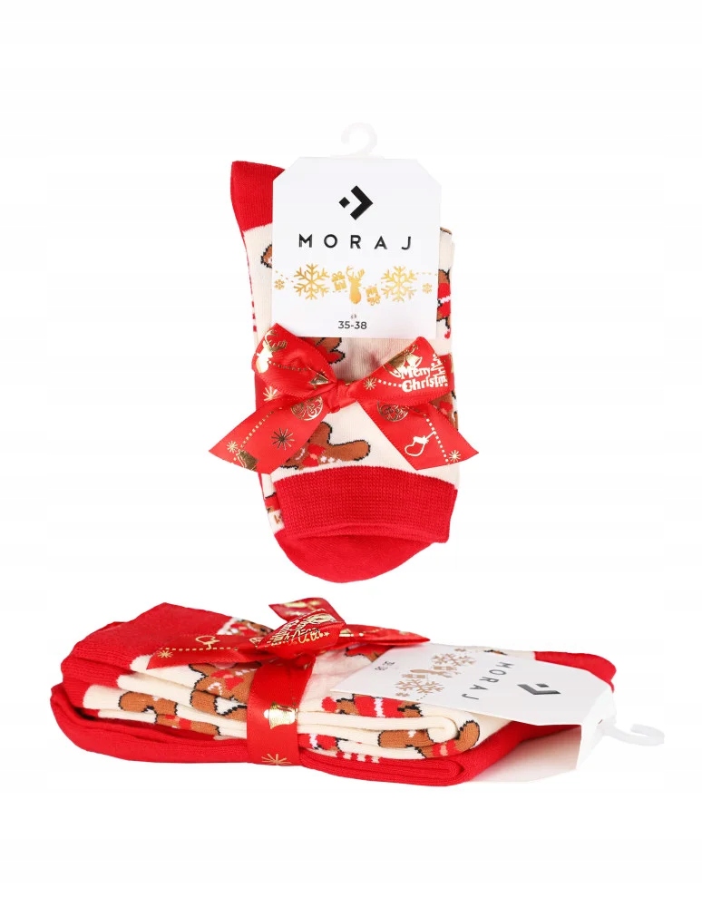 Skarpetki Świąteczne Bawełniane 2-PARY SKARPETY NA PREZENT MORAJ 38-41