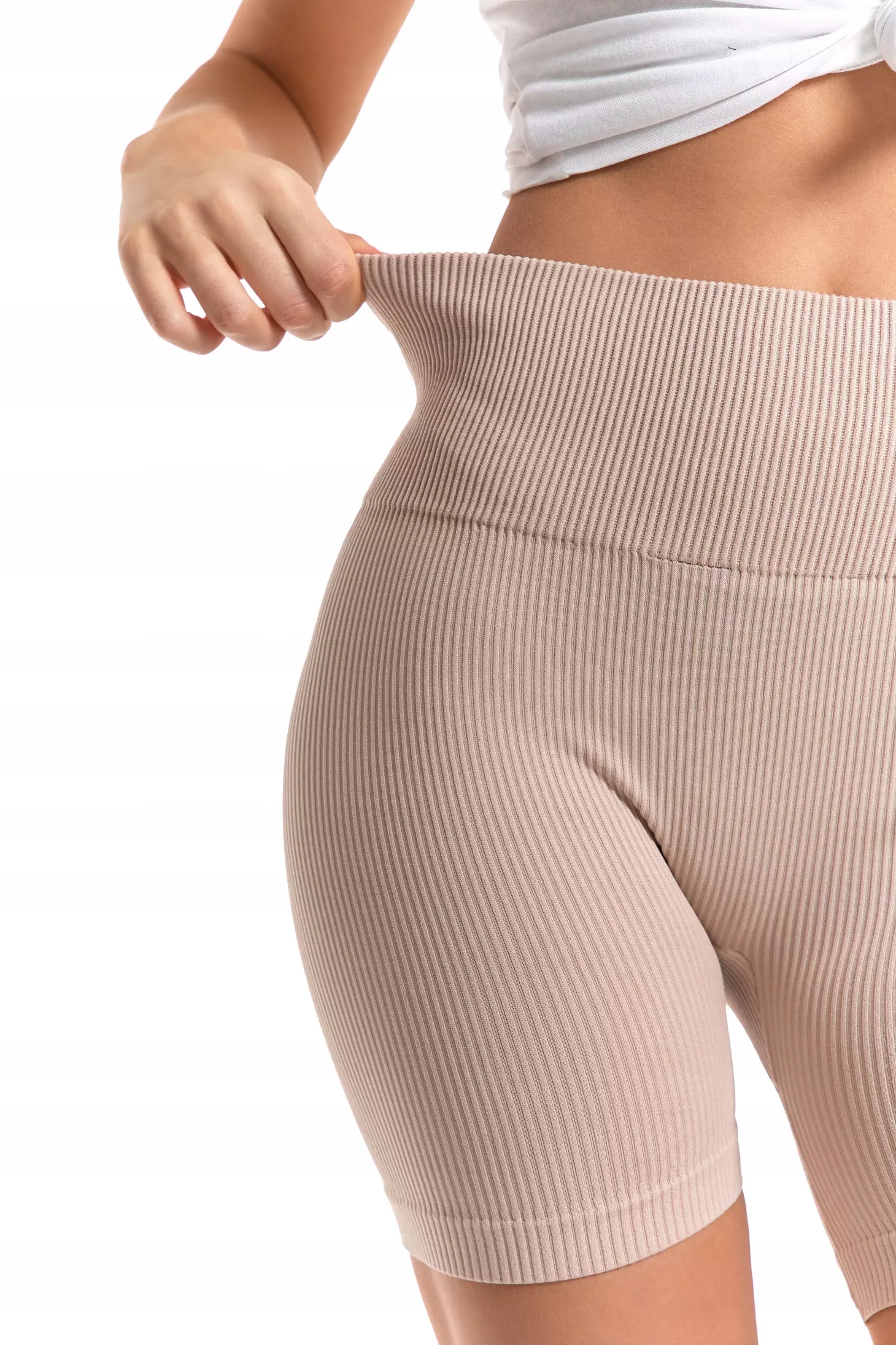 Kolarki Legginsy Damskie Wysoki Stan Prążkowane Efekt Push-Up MORAJ L/XL