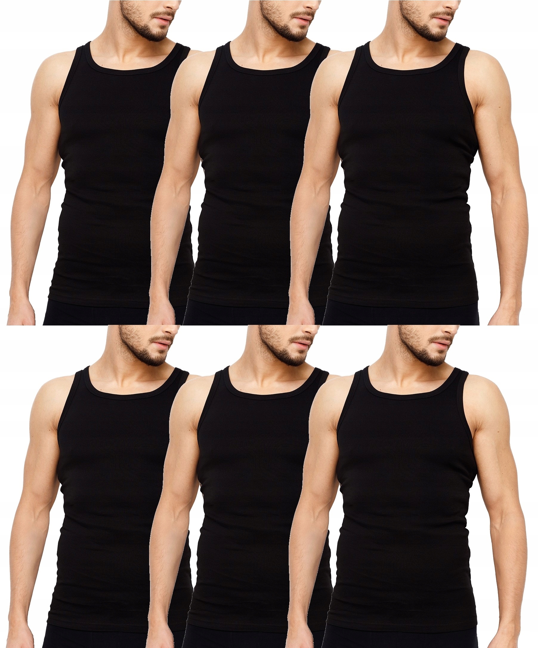 PODKOSZULKA KOSZULKA MĘSKA 100% BAWEŁNA GŁADKA OKRĄGŁY ZESTAW 6-SZT - XL