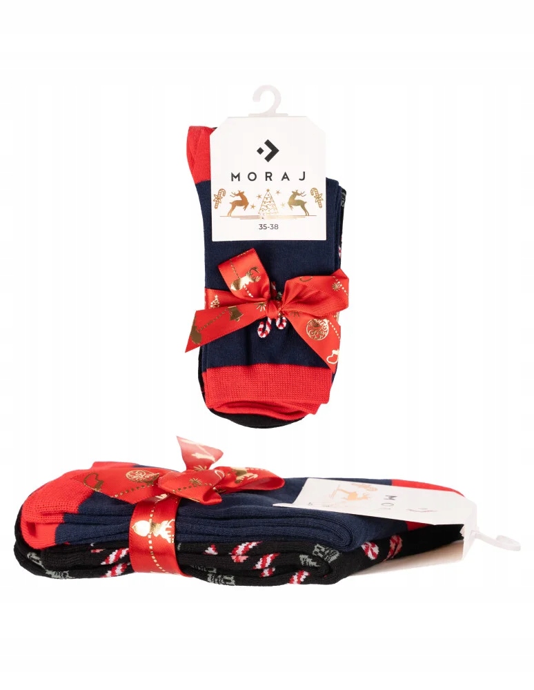 Skarpetki Świąteczne Bawełniane 2-PARY SKARPETY NA PREZENT MORAJ 38-41