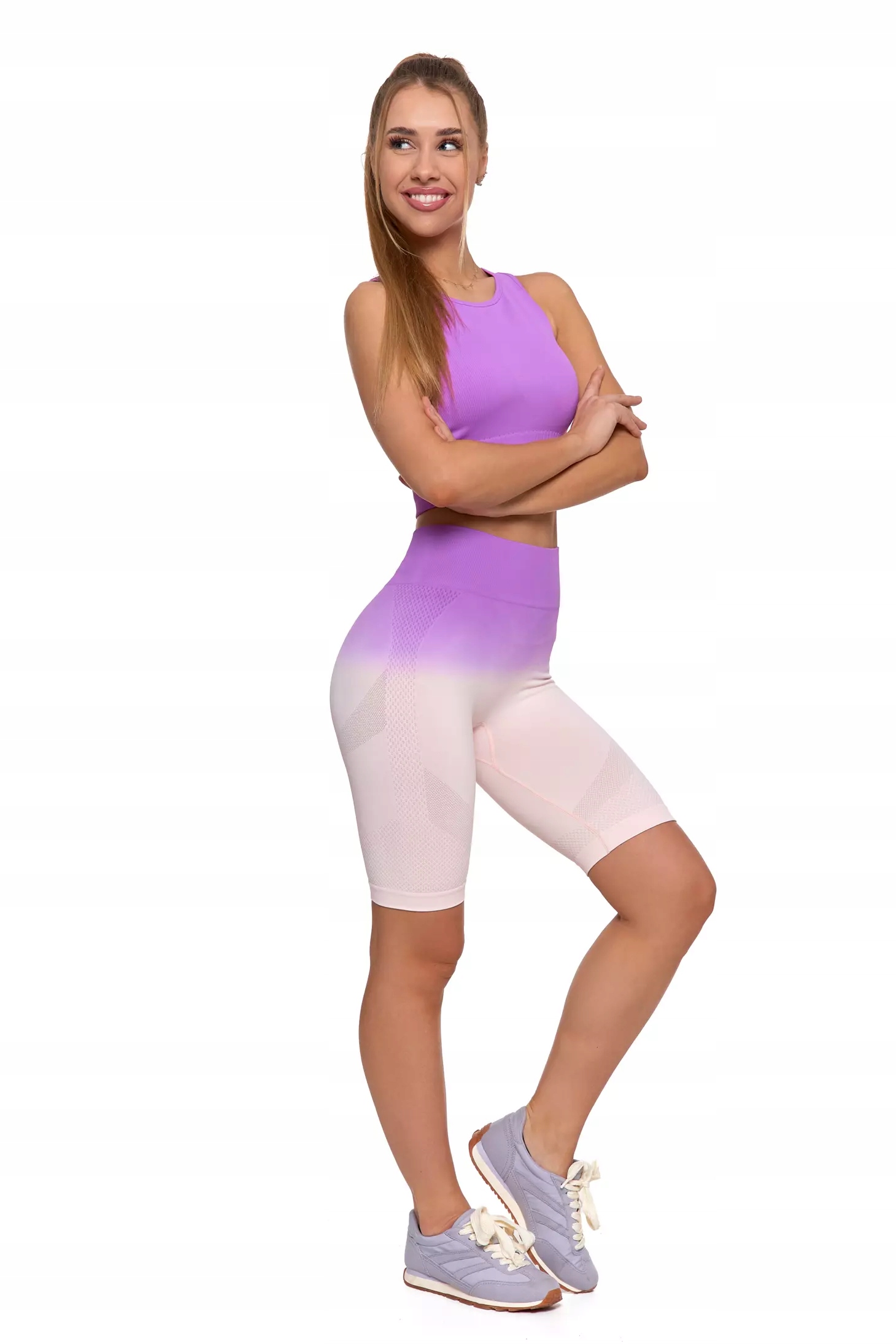 LEGGINSY DAMSKIE Krótkie Kolarki Bezszwowe Push-Up Wysoki Stan MORAJ S