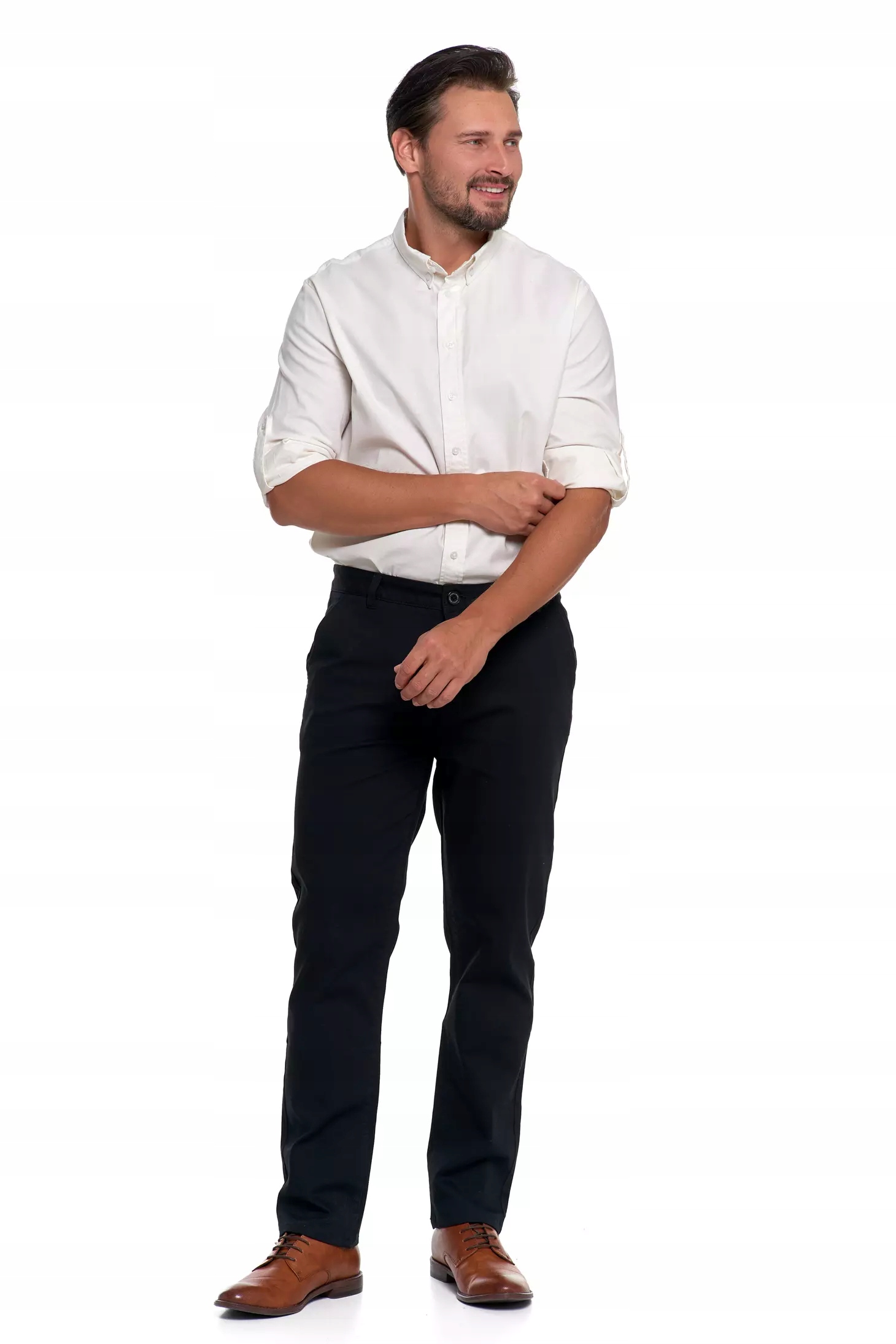 SPODNIE MĘSKIE Eleganckie Czarne Chinosy Nogawka Prosta Modne MORAJ r. 32