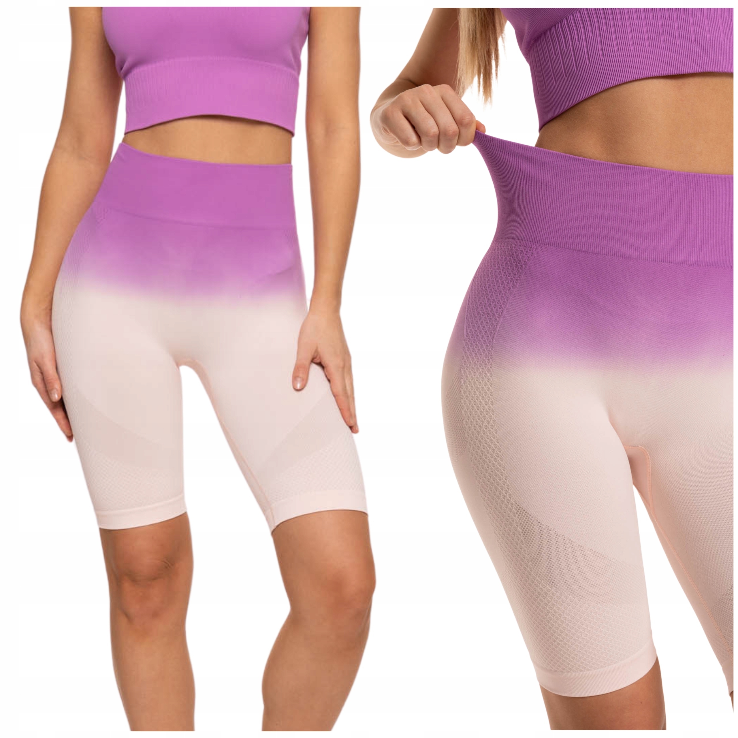 LEGGINSY DAMSKIE Krótkie Kolarki Bezszwowe Push-Up Wysoki Stan MORAJ S