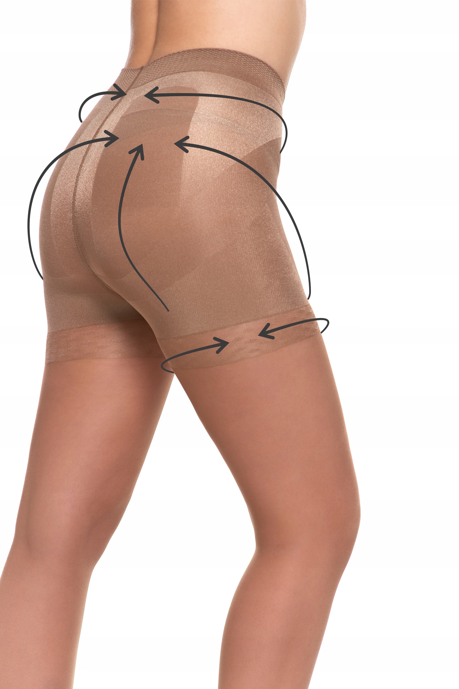 MODELUJĄCE RAJSTOPY DAMSKIE 20 DEN efekt push-up Natural Gładkie MORAJ r.2