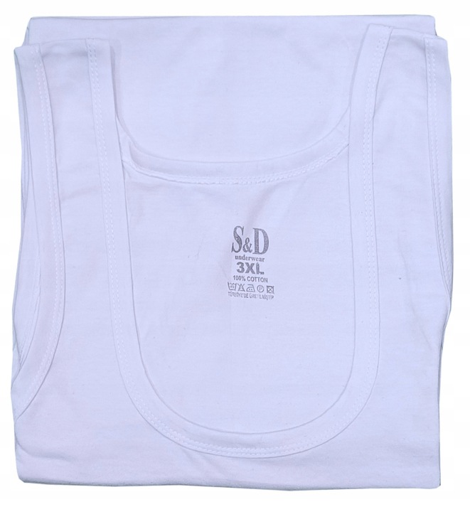 PODKOSZULKA KOSZULKA MĘSKA 100 % BAWEŁNA GŁADKA BIAŁA OKRĄGŁY - 3XL