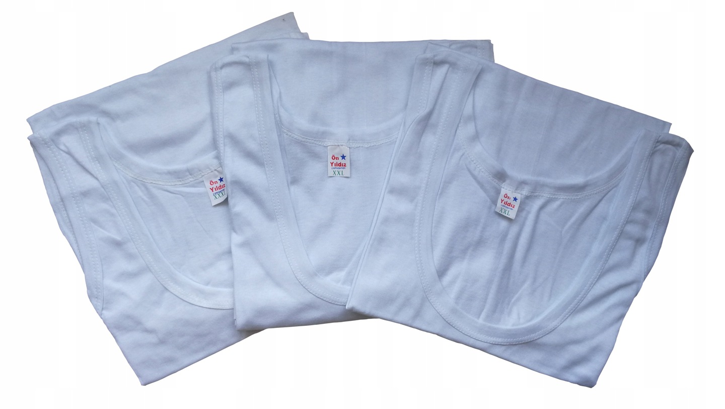 PODKOSZULKA KOSZULKA MĘSKA 100 % BAWEŁNA GŁADKA BIAŁA OKRĄGŁY - 4XL