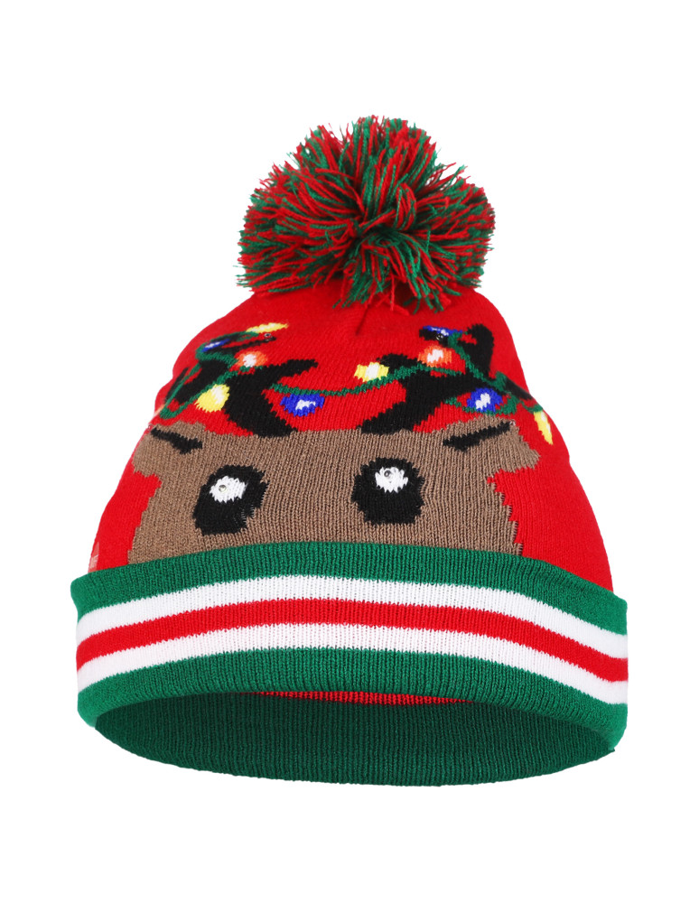 Czapka LED Świecąca Uniwersalna Zimowa z Pomponem Świąteczna Moraj