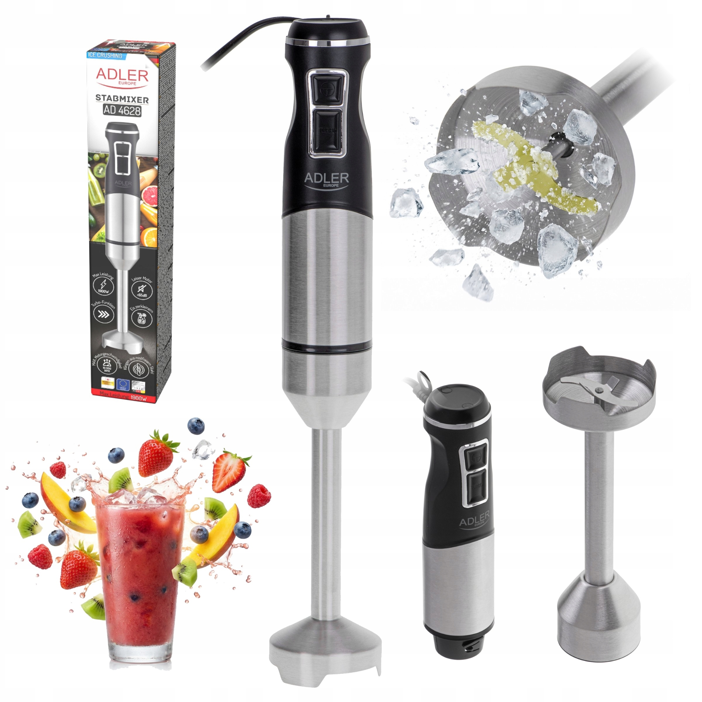 Blender ręczny Adler AD 4628 Turbo 1900W do zupy krem z dyni