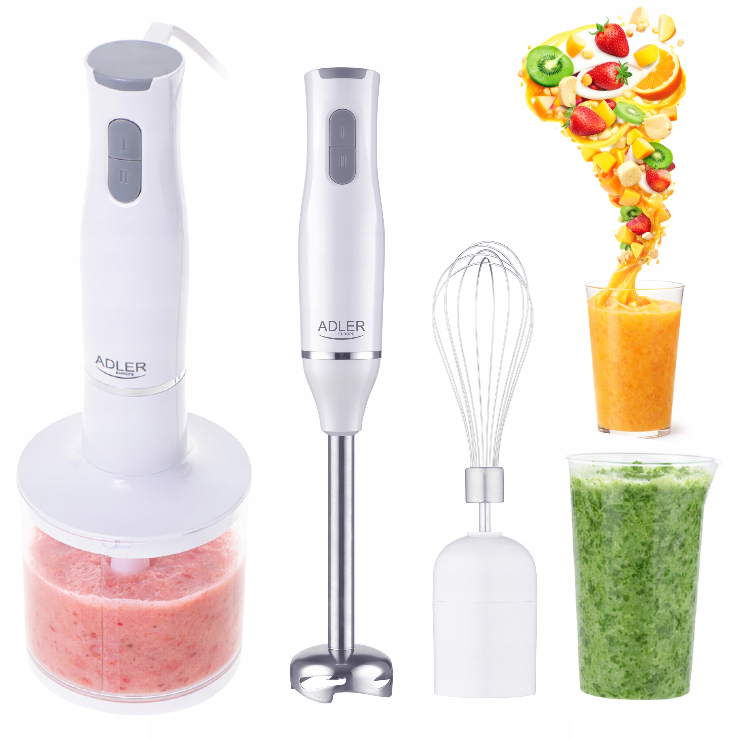 Blender ręczny Adler AD 4620 800W z rozdrabniaczem – wszechstronny zestaw kuchenny