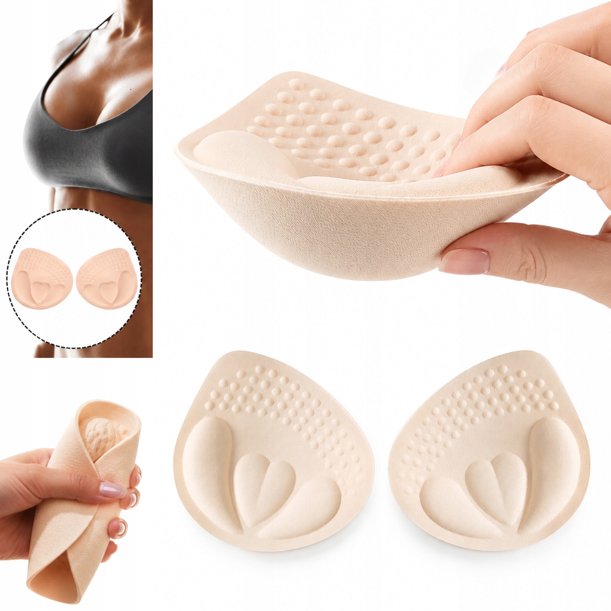Wkładki Push Up Do Stanika Biustonosza Stroju Kąpielowego Bikini Aż 4 CM