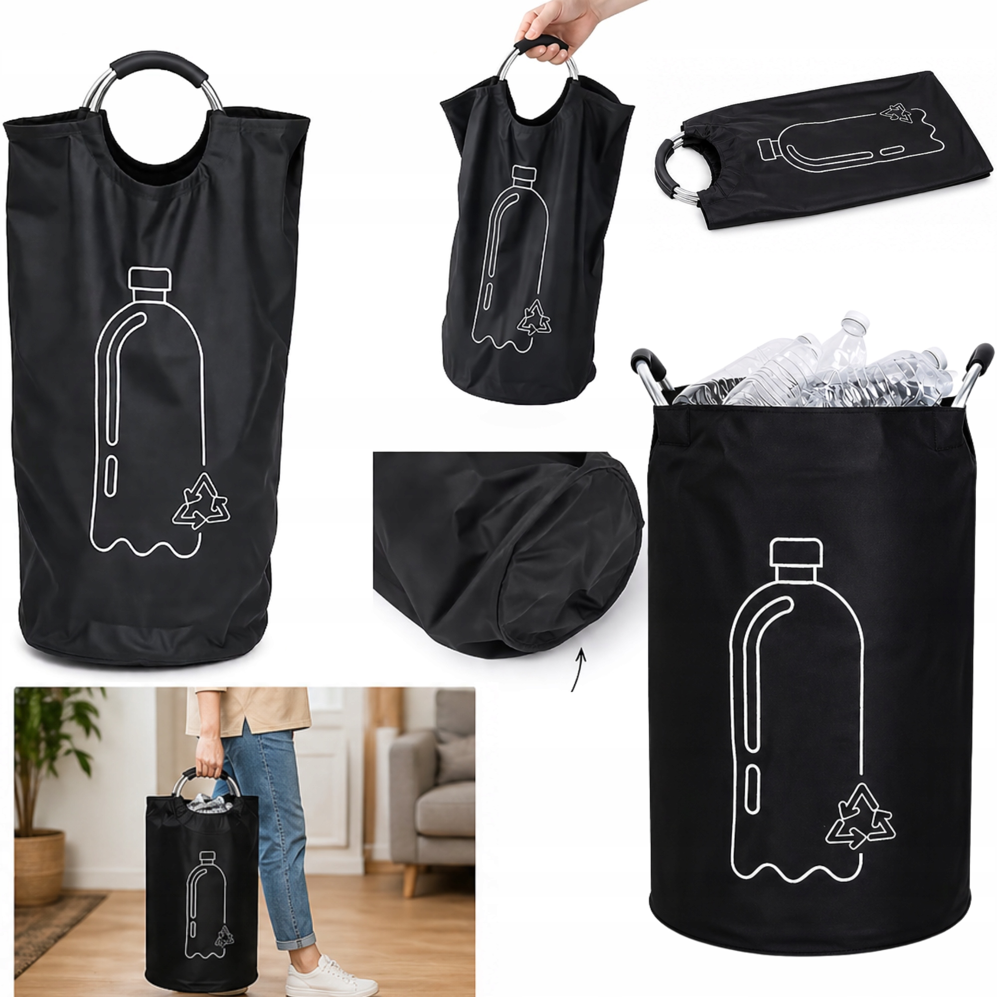 Torba Na Butelki XXL Duża 90l 80cm, Torba Worek Na Butelki Kaucyjne Plastik