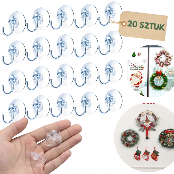 Haczyki Na Przyssawki Zestaw 20 Szt 3cm Haczyki Do Szyb Na Ozdoby Wieszaki