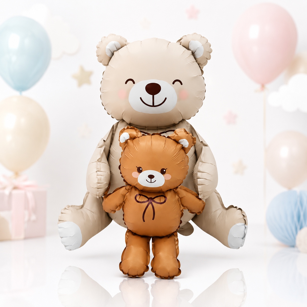 Balon Foliowy Miś Z Misiem XXL 94,5cm Baby Shower Urodziny Chrzciny
