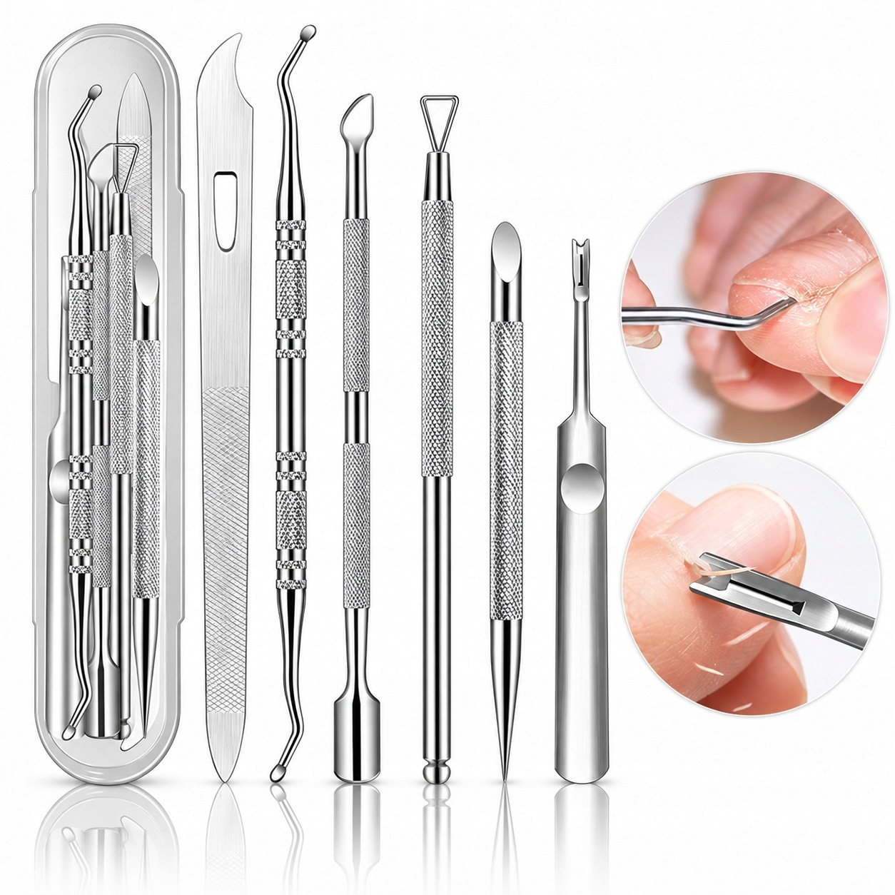 Profesjonalny Zestaw Manicure Pedicure Paznokcie Skórki 6 Elem+ Etui Stal