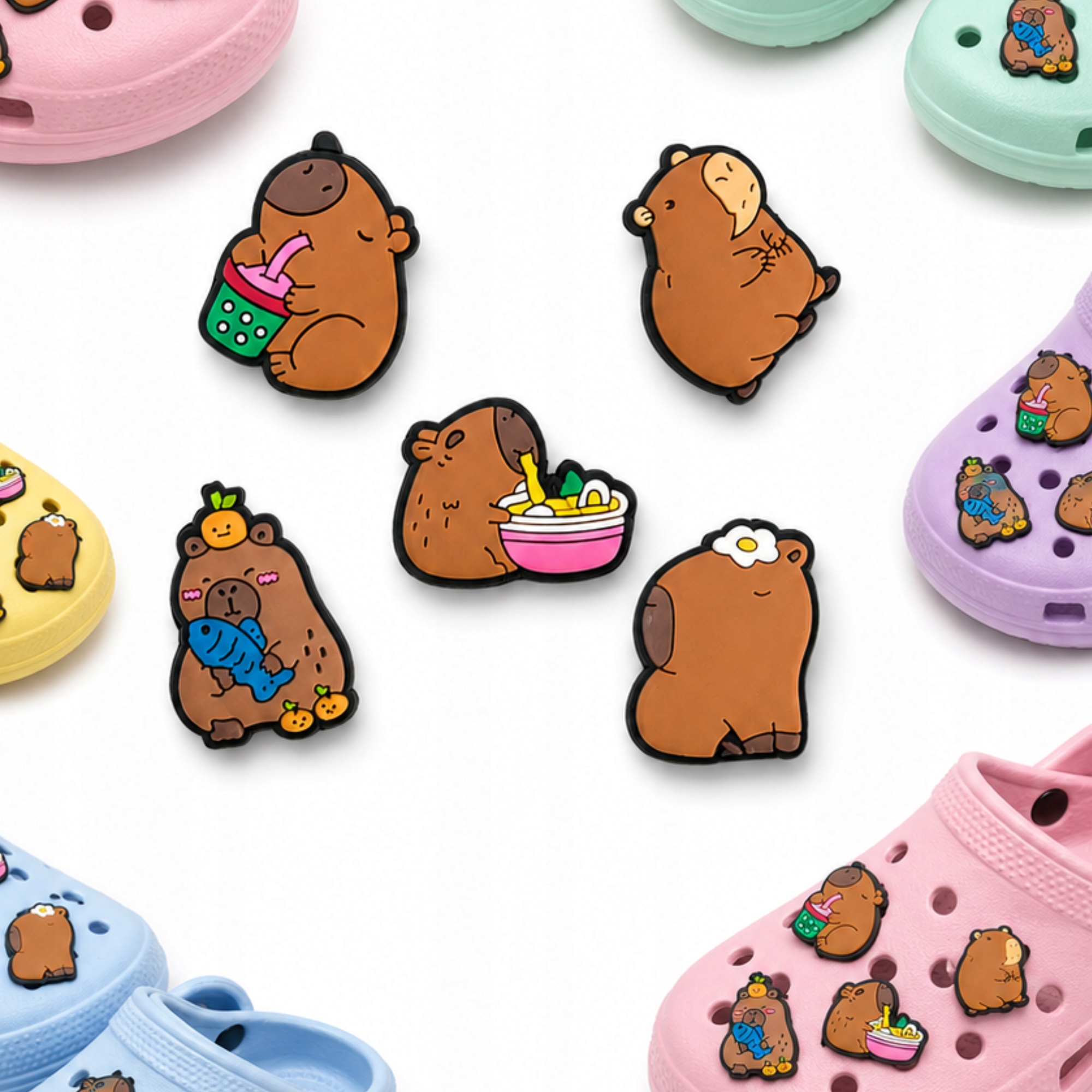 Crocs przypinki charms 5 szt SŁODKIE KAPIBARA ZESTAW ozdoba piny DO BUTÓW