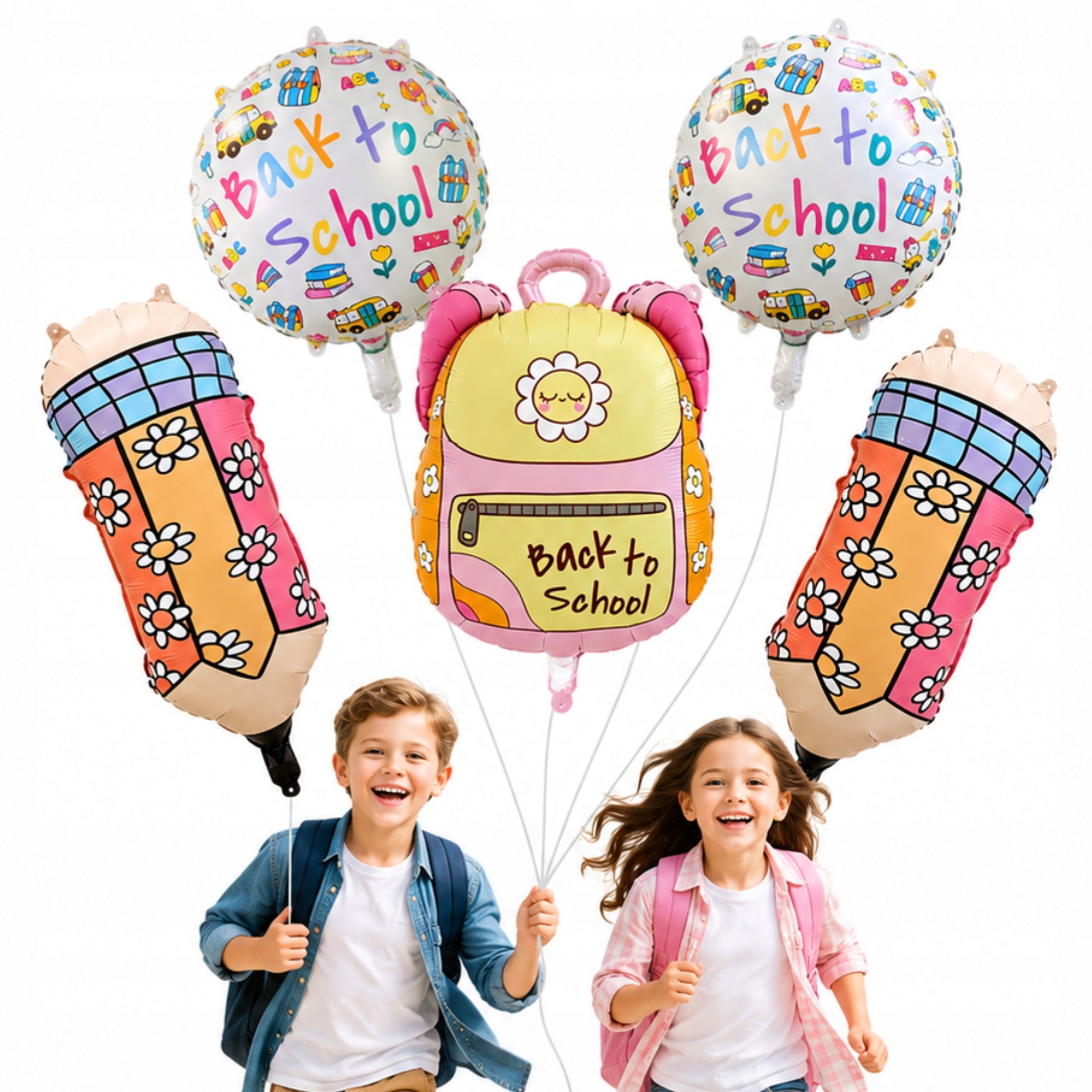 Balony Szkolne Back To Shool Foliowe 5 Szt XXL Dekoracje Szkolne Dla Ucznia