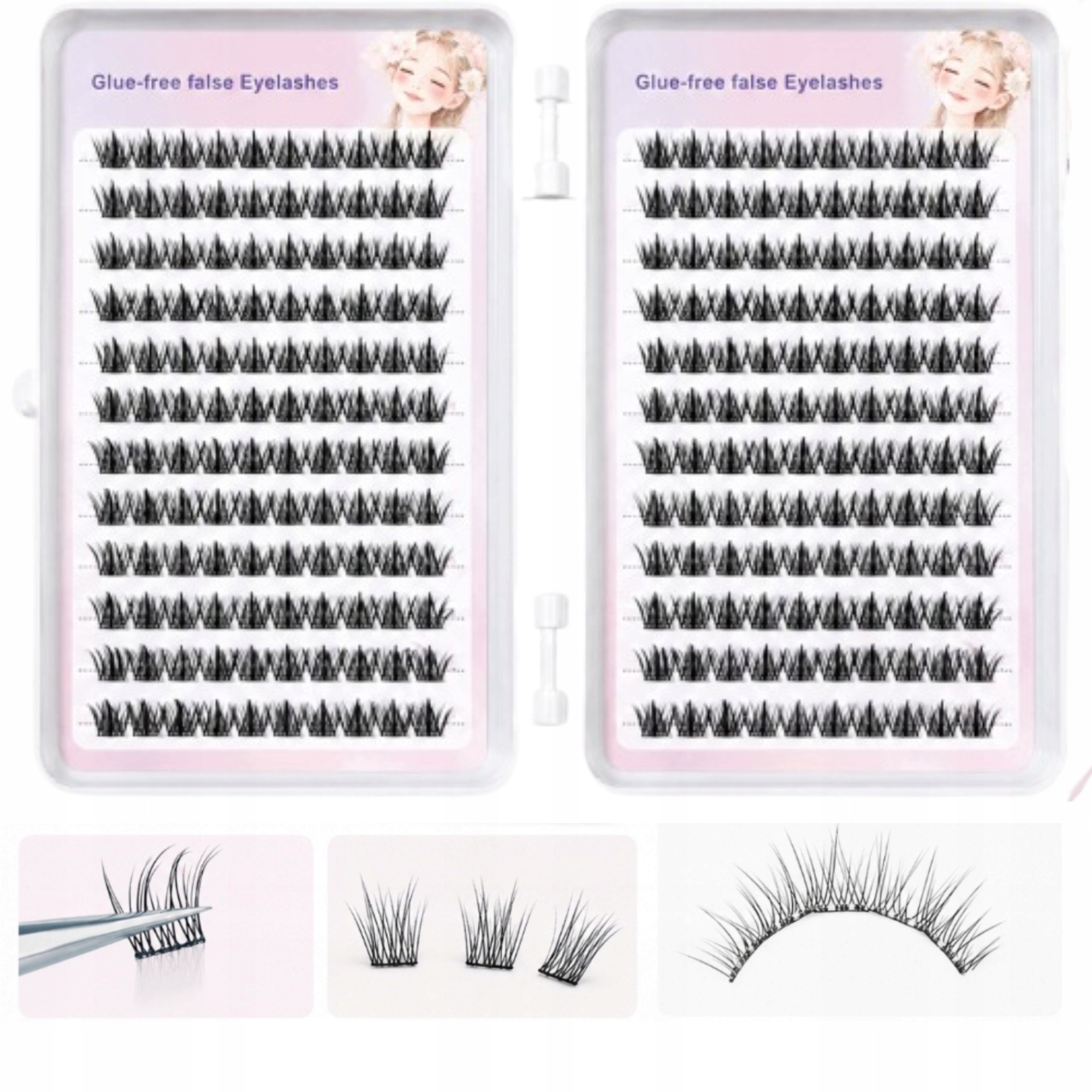 Samoprzylepne Kępki Rzęs 240 Szt. 10-12 MM Naturalny Efekt Bez Kleju