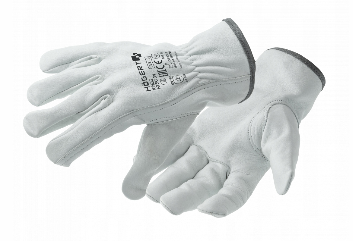 KINZIG rękawice skórzane Driver (skóra kozia) białe 9