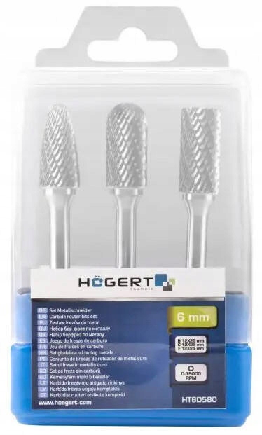 Zestaw frezów do metalu 3 szt Hoegert Technik HT6D580