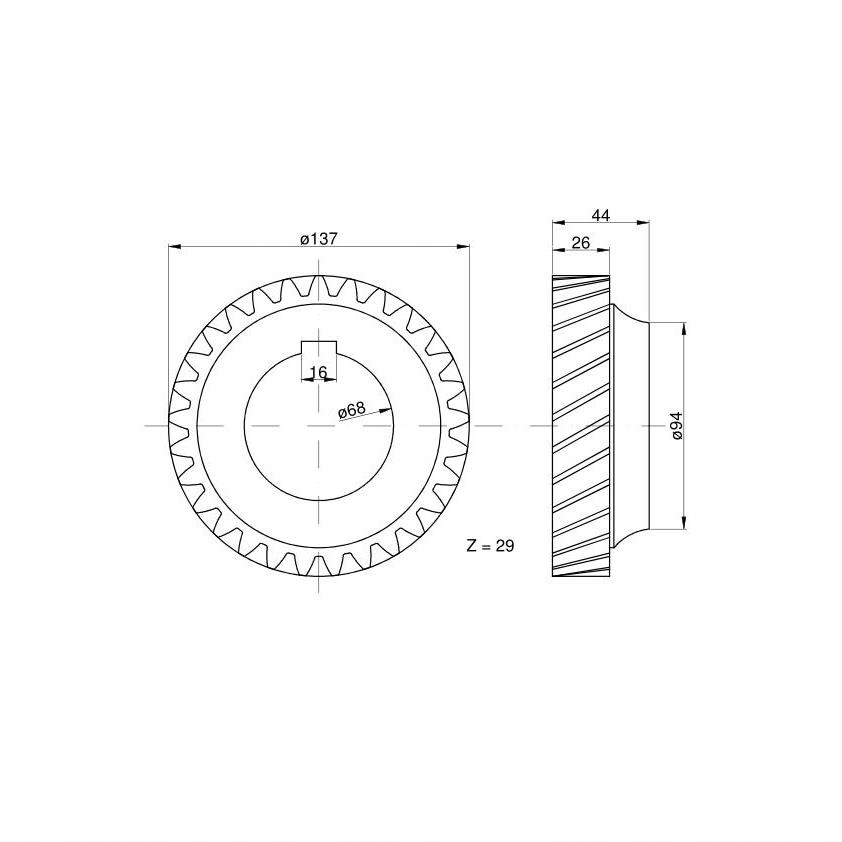 Koło napędowe II biegu Z-29 skośne lewe 86120018 Ursus C-385 80121182