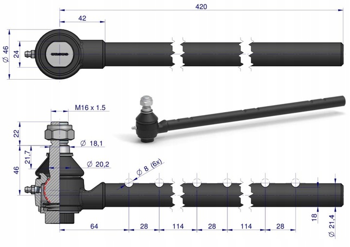 Przegub długi bez gwintu Ursus C-360 50635660U