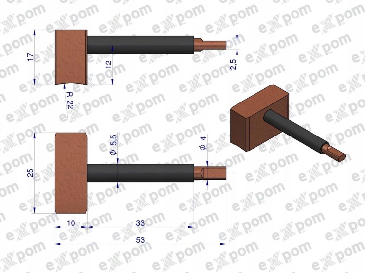 Komplet szczotek rozrusznika nowy typ Ursus C-360 Expom 46657004