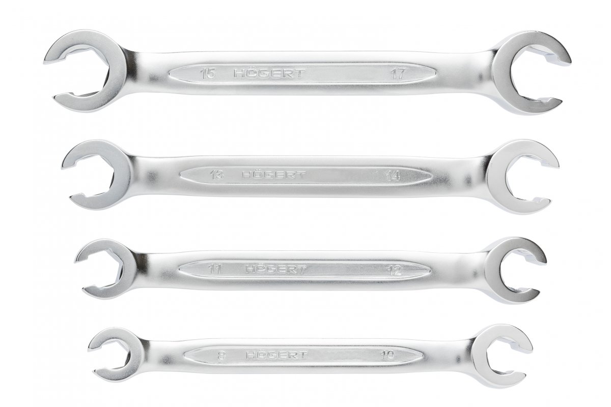 Klucze oczkowe półotwarte płaskie 8-17 mm CrV 6140 komplet 4 szt HT1W730