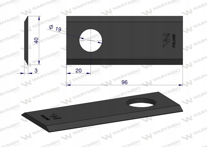 Nożyk kosiarki 96X40X3 Kosiarka rotacyjna polska