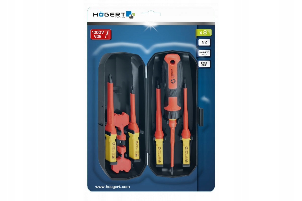Wkrętaki - zestaw 8 szt izolowane 1000V Hoegert Technik HT1S998