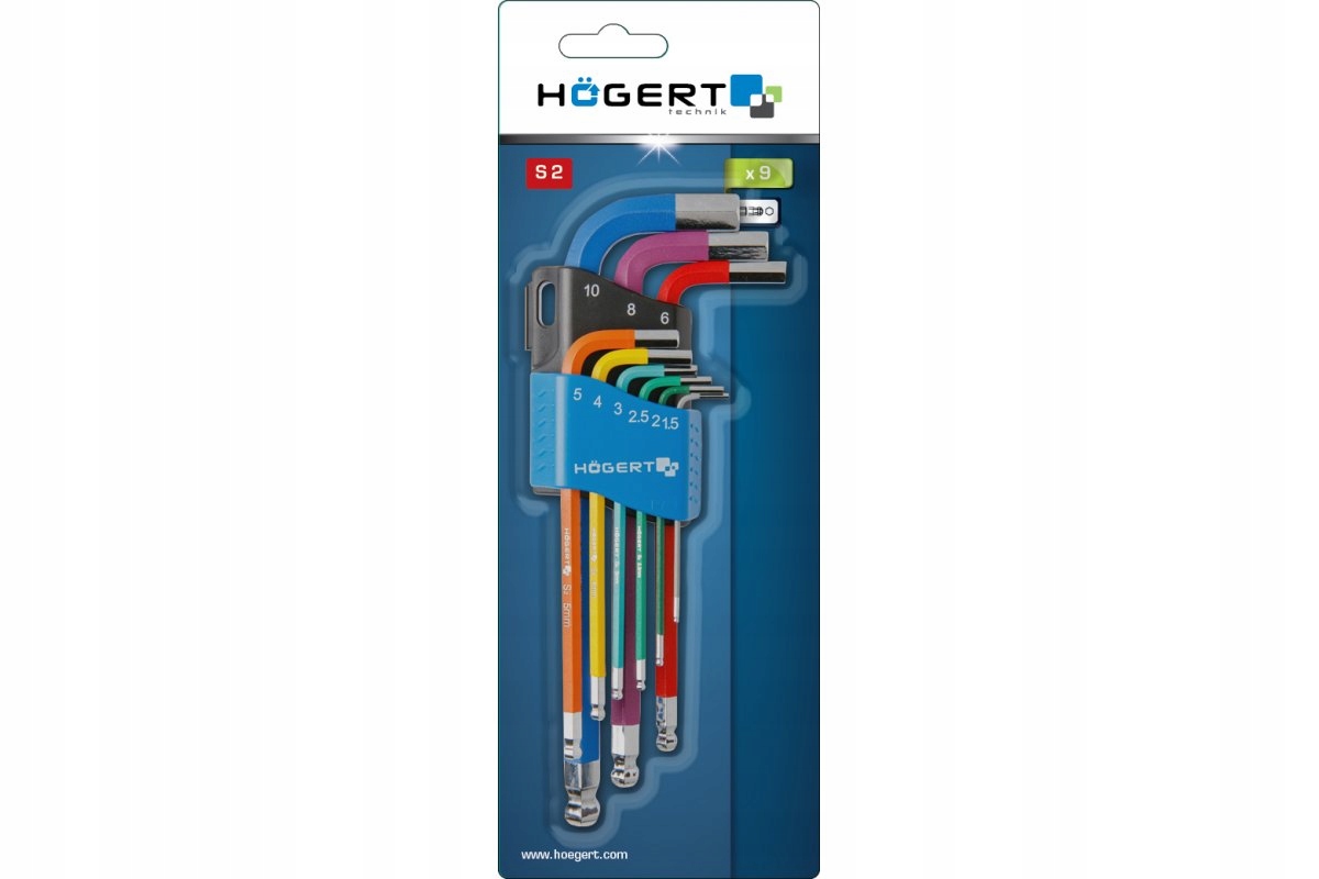 Klucze sześciokątne, długie, kolorowe, zestaw 9 szt. HT1W806