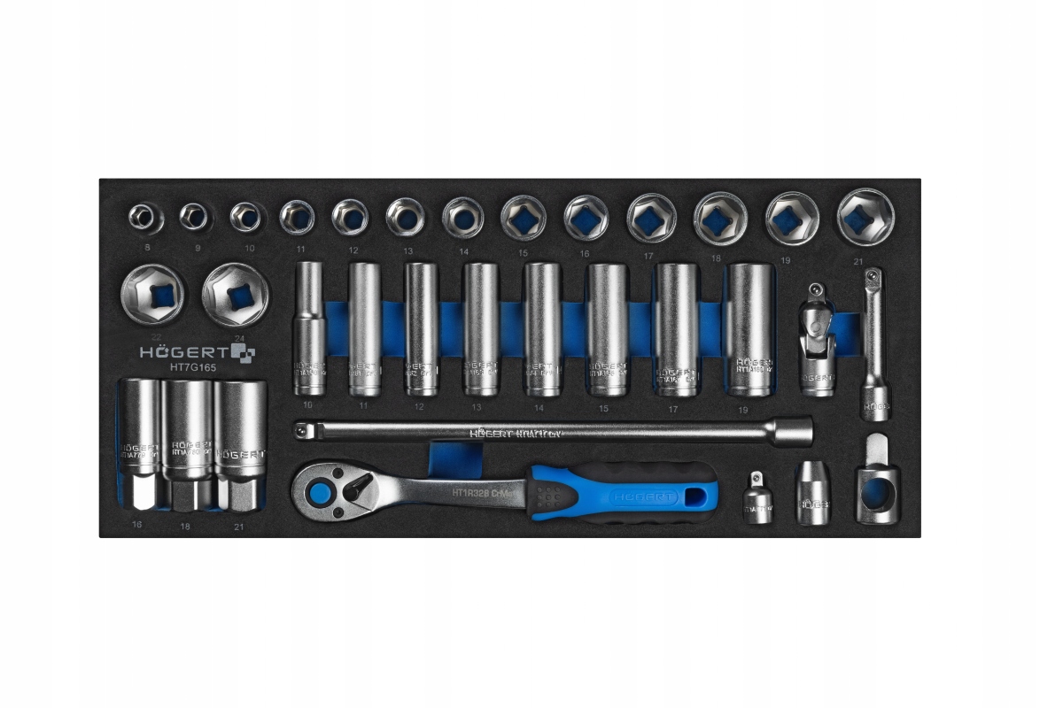 Zestaw narzędzi z grzechotką 3/8″, 33 szt.