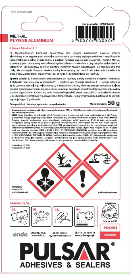 Aluminium w płynie 50g Pulsar KPMETAL50