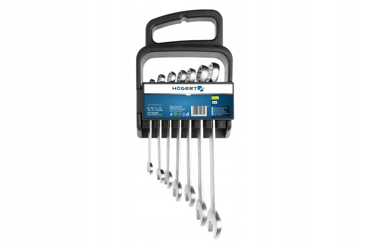 Zestaw kluczy płasko-oczkowych 7 szt. rozm. 8-19 mm CrV Hoegert HT1W490