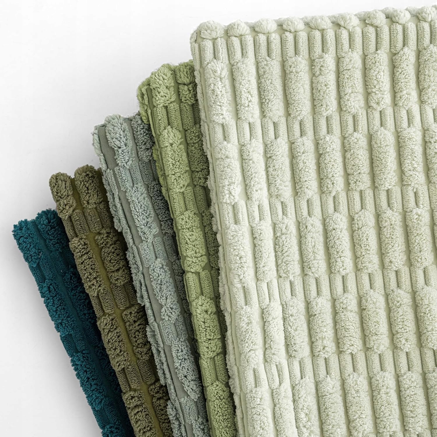 PolarisPL MIULEE Zestaw 2 sztruksowych poszewek na poduszki 40x40 cm - Szaro-zielony