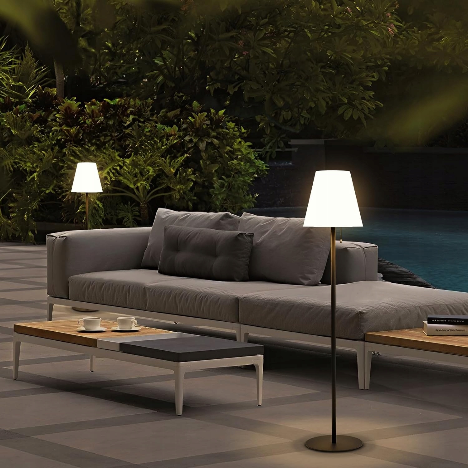 PolarisPL Lampa Podłogowa Solarno-USB Zasilana Klosz Stojąca Zewnątrz i Wewnątrz