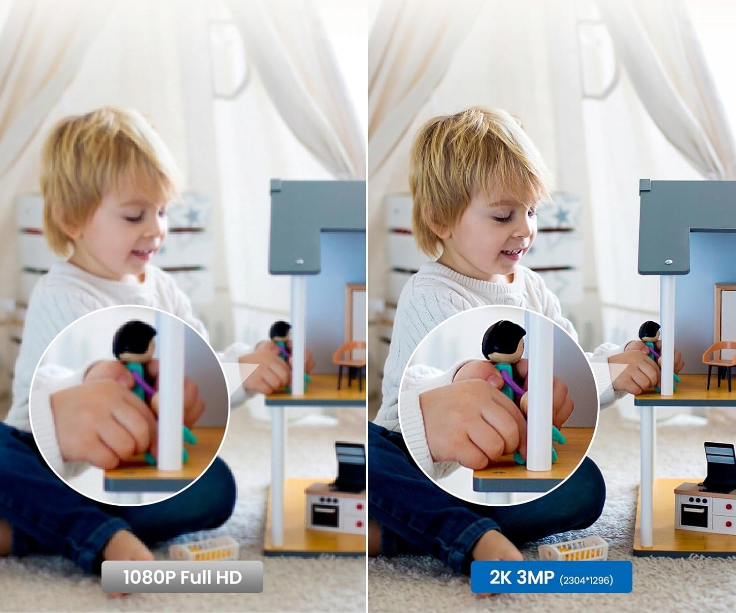 PolarisPL Cinnado Kamera do monitoringu wewnątrz - elektroniczna niania 2K WiFi 360°