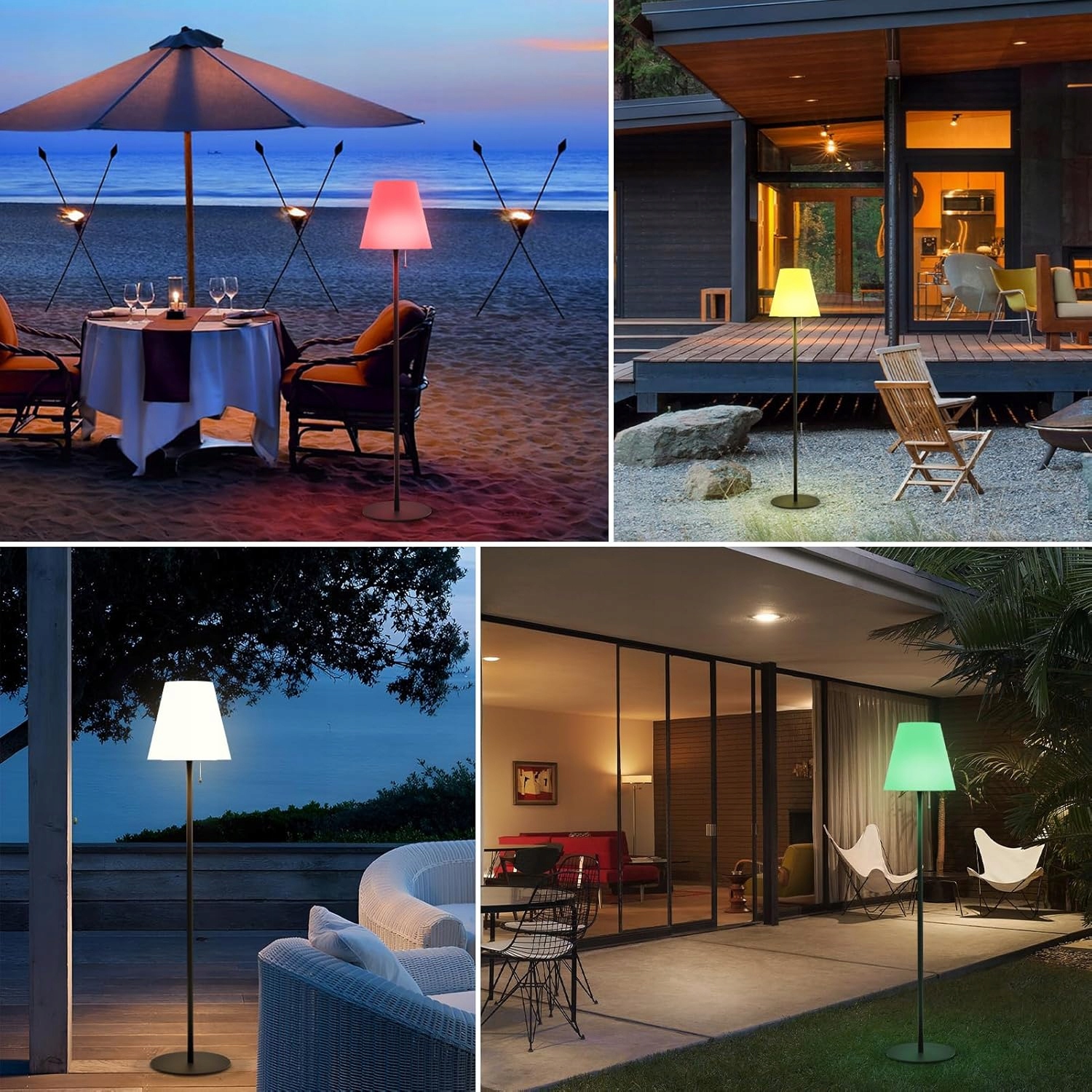 PolarisPL Lampa Podłogowa Solarno-USB Zasilana Klosz Stojąca Zewnątrz i Wewnątrz