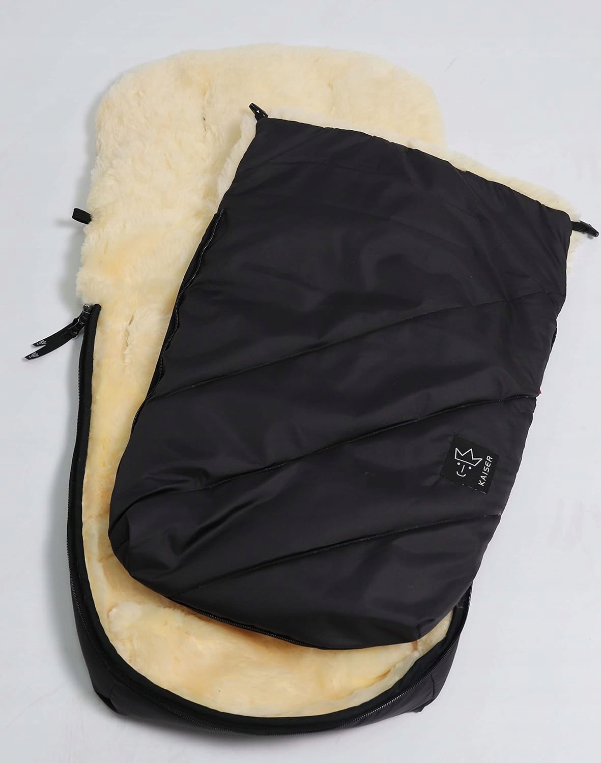 PolarisPL KAISER Natura Śpiworek zimowy na nóżki czarny wełna jagnięca 85x40cm