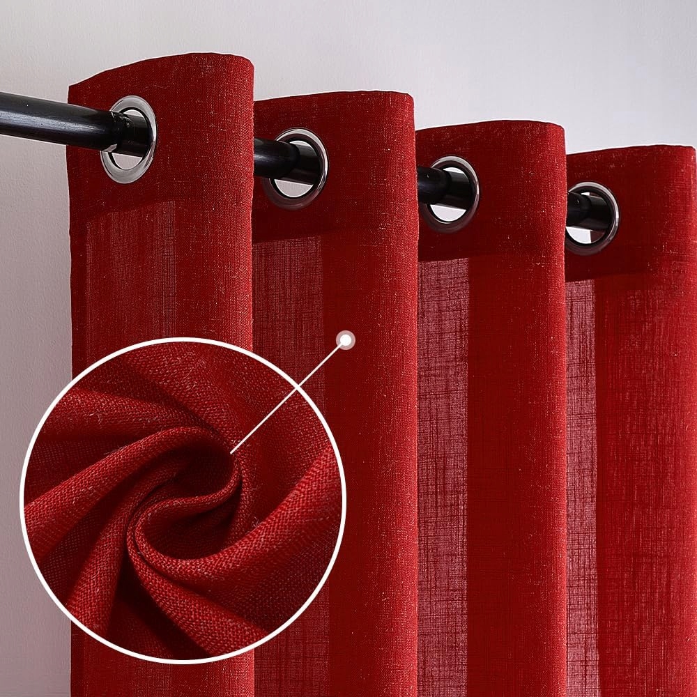 ^sitename% MIULEE Zestaw 2 zasłon z woalu zasłona lniana z oczkami 140 x 215 czerwony PolarisPL MIULEE Zestaw 2 zasłon z woalu zasłona lniana z oczkami 140 x 215 czerwony