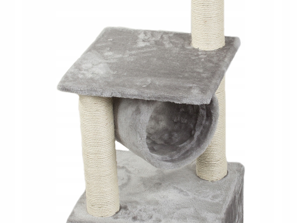 PolarisPL Drapak dla Kota - Legowisko, Domek i Drzewko, Szary, Wysokość 92 cm