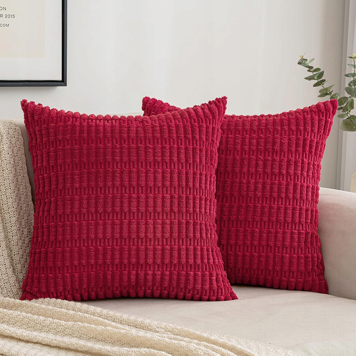 PolarisPL EMEMA poszewka dekoracyjna sztruksowa czerwony magneta 30 x 50cm 2szt.