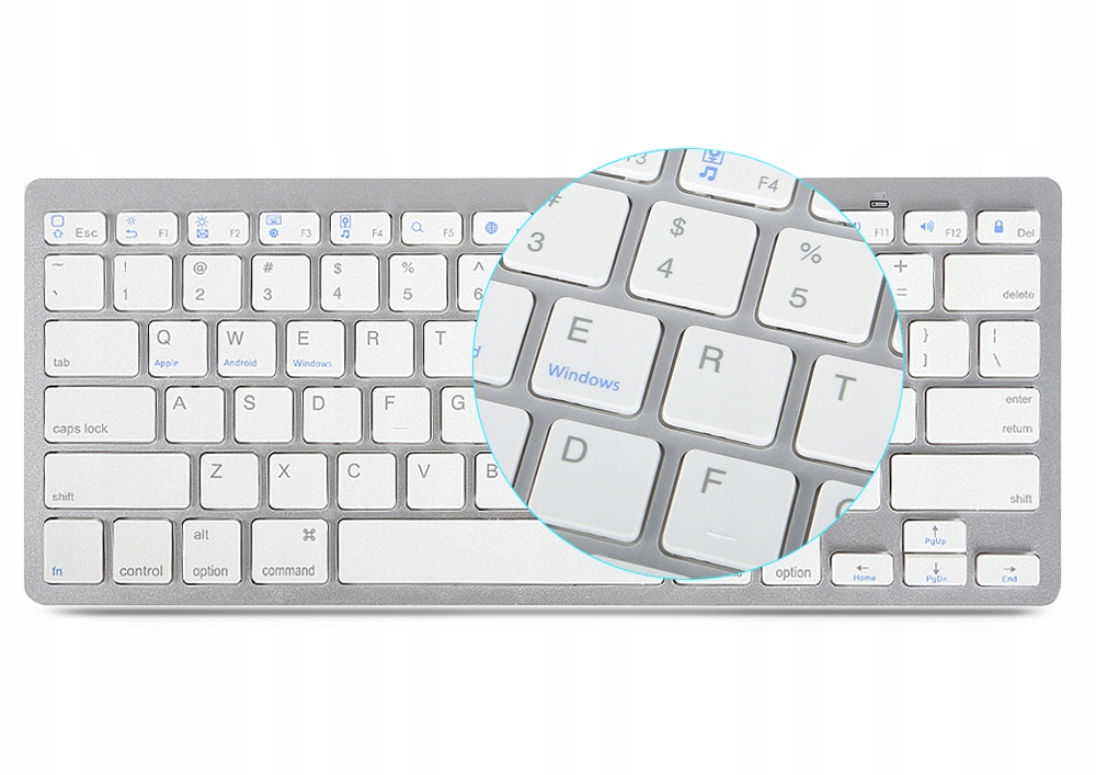 PolarisPL KLAWIATURA BEZPRZEWODOWA BLUETOOTH DO PC IPAD MAC SREBRNA