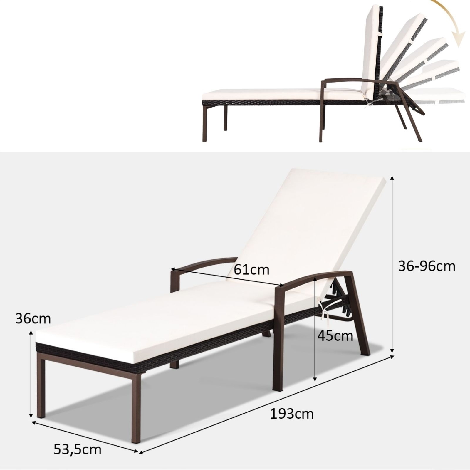 PolarisPL Leżak polirattanowy brązowo - beżowy metalowy Costway
