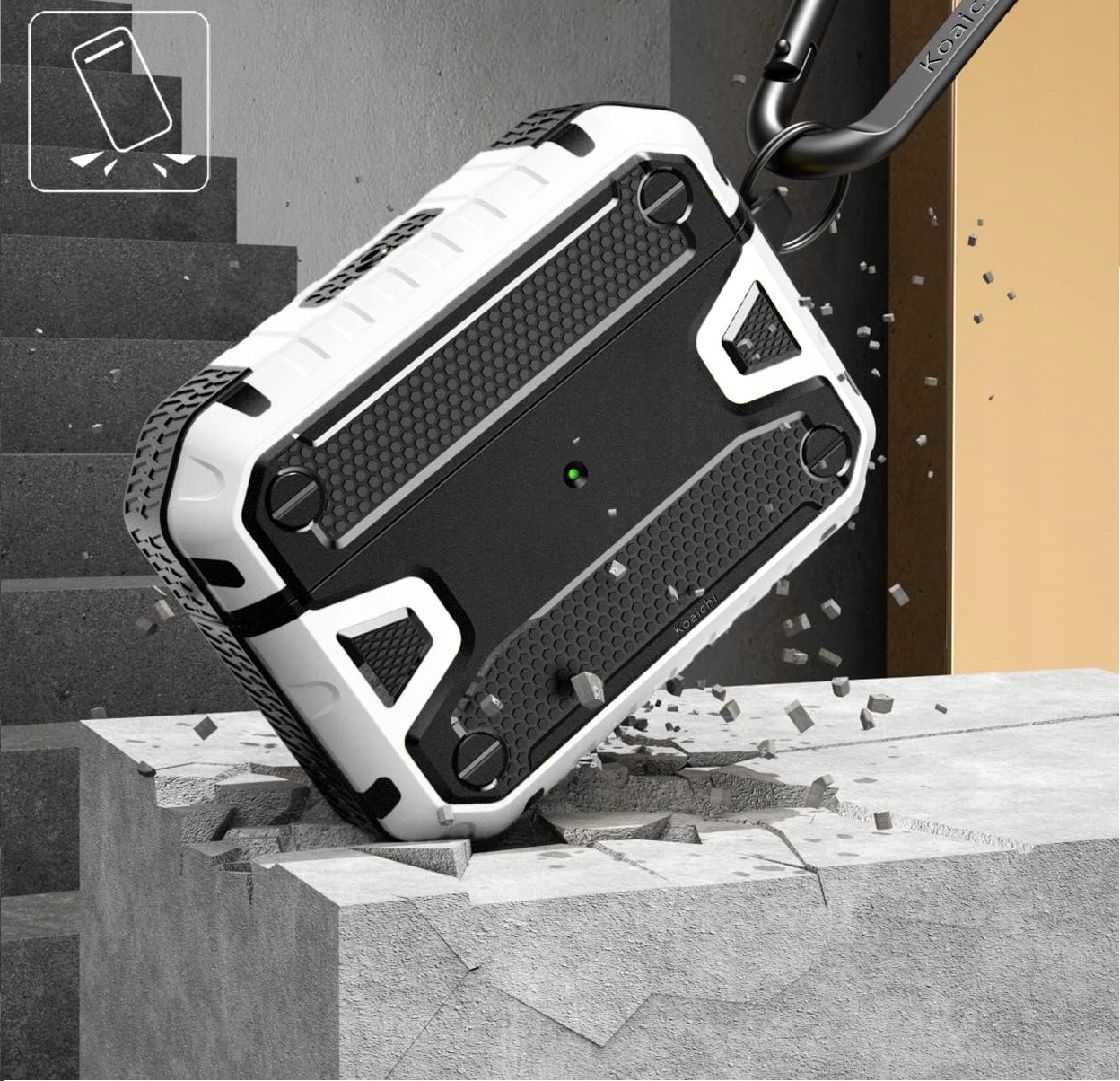 PolarisPL Etui kompatybilne z AirPods Pro 2 i 1 generacji Wytrzymała pancerne brelok